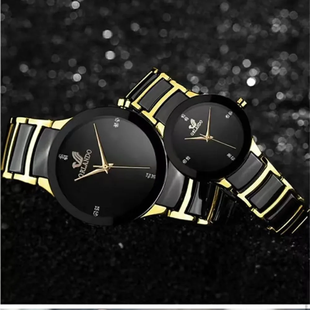 Steel band Couples matching Quartz watches.